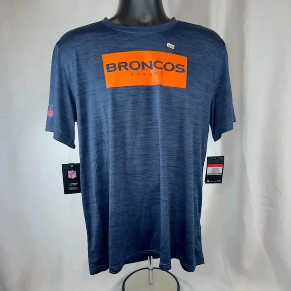 NEW Nike NFL Nike Denver Broncos Training Performance T-Shirt Navy Blue Mens L - Picture 2 of 8